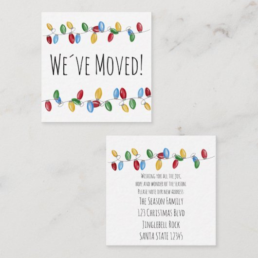 Carte D'accompagnement Nous avons déménagé Enclos pour guirlandes de sap (Devant / Derrière)