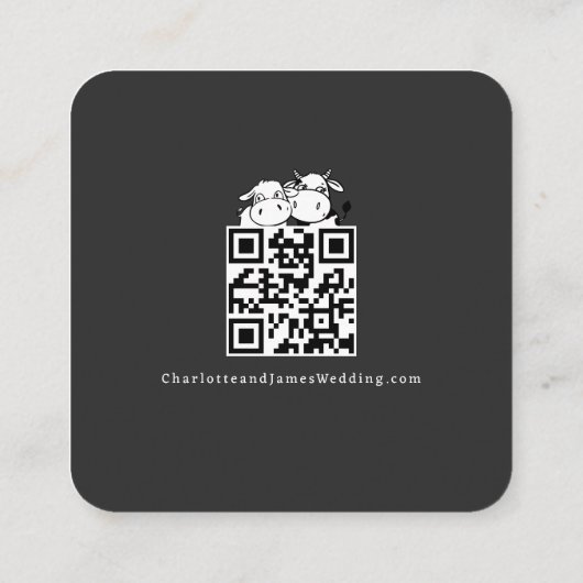 Carte D'accompagnement Nous Dirons Je Moo Vache Mariage QR Code (Dos)