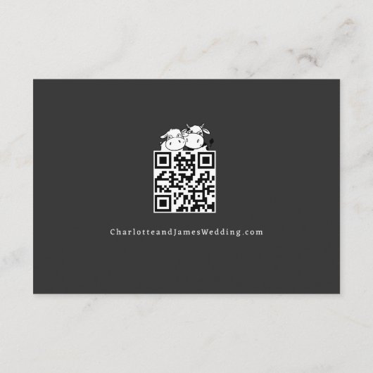 Carte D'accompagnement Nous Dirons Je Moo Vache Mariage QR Code (Dos)