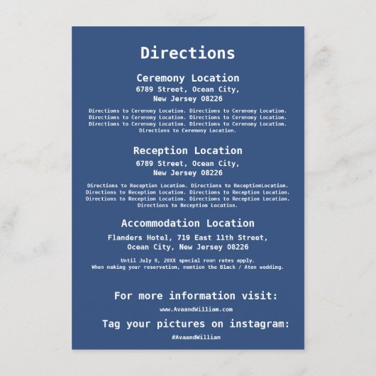 Carte D'accompagnement Nous faisons Urbaine Automne Mariage Directions (Dos)