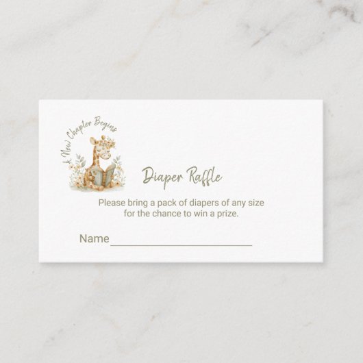 Carte D'accompagnement Nouveau chapitre commence Giraffe Diaper Raffle Ti (Devant)