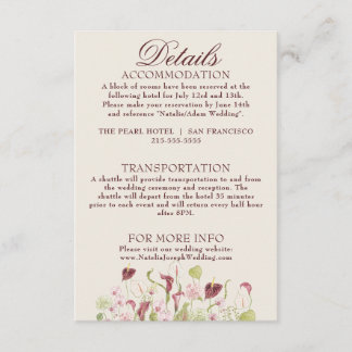 Carte D'accompagnement Nouvel Art Aquarelle Détails de Mariage Floral