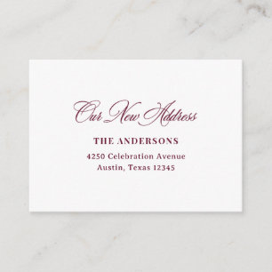 Carte D'accompagnement Nouvelle adresse insérée Calligraphie bordeaux c
