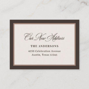 Carte D'accompagnement Nouvelle Adresse Insérer Chic Brun Calligraphie Ne