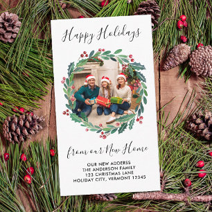 Carte D'accompagnement Nouvelle maison Verdure Wreath Photo personnalisée