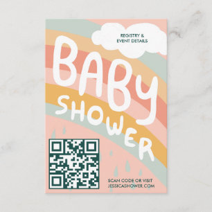 Carte D'accompagnement Nuages de baby shower Rainbow Cute QR CODE personn