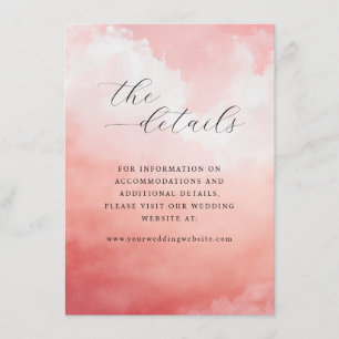 Carte D'accompagnement Nuages Rose Romantique à l'Aquarelle