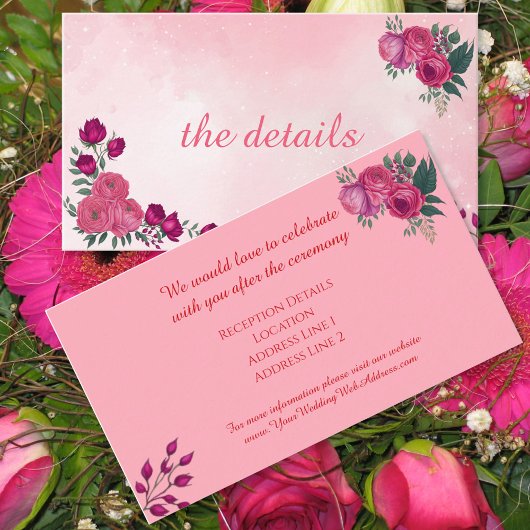 Carte D'accompagnement Nuances de rose rose magenta Mariage moderne