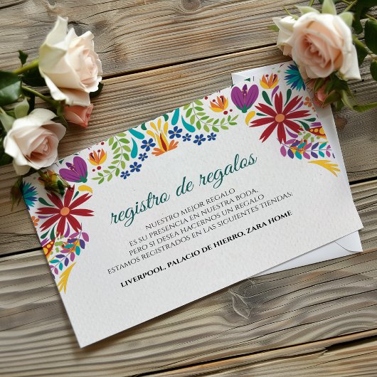 Carte D'accompagnement Nuestra Boda Flowers Botanical Spanish Wedding