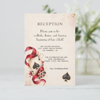 Carte D'accompagnement Nuit de casino aquarelle charmante mariage bordeau