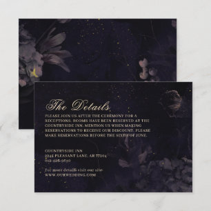 Carte D'accompagnement Nuit sombre Floral Boho violet gothique Mariage