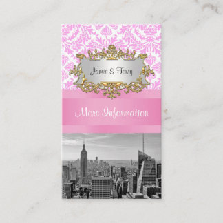 Carte D'accompagnement NY City Skyline BW D4P Damask Enclosure Rose