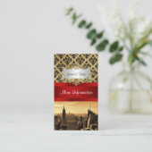 Carte D'accompagnement NY City Skyline Sepia B4 Damask Info Card (Debout devant)