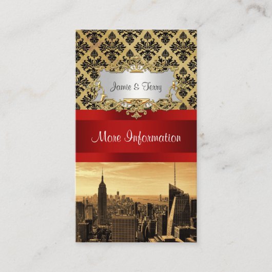 Carte D'accompagnement NY City Skyline Sepia B4 Damask Info Card (Devant)