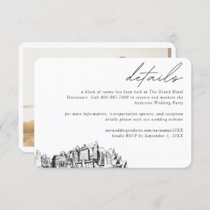 Carte D'accompagnement Oakland Mariage Hotel Room Détails du bloc de cham