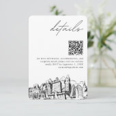 Carte D'accompagnement Oakland Mariage moderne Détails QR Code (Debout devant)