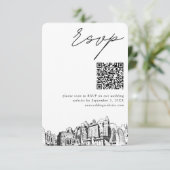 Carte D'accompagnement Oakland Mariage moderne RSVP QR Code (Debout devant)