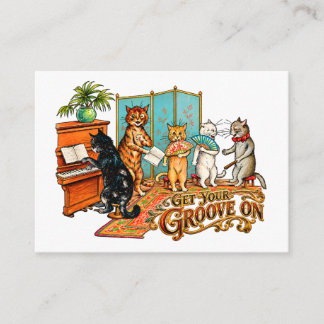 Carte D'accompagnement Obtenez Votre Rythme Sur Chats Musicaux Vintage