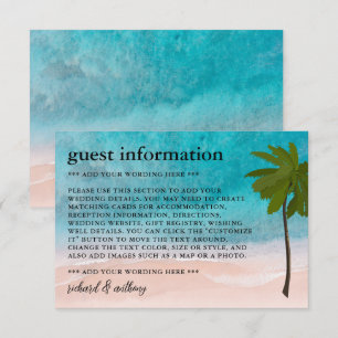 Carte D'accompagnement Ocean Beach Palm Tree Mariage Détails