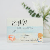 Carte D'accompagnement Ocean Beach Shells Wedding RSVP (Debout devant)