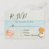 Carte D'accompagnement Ocean Beach Shells Wedding RSVP (Devant)