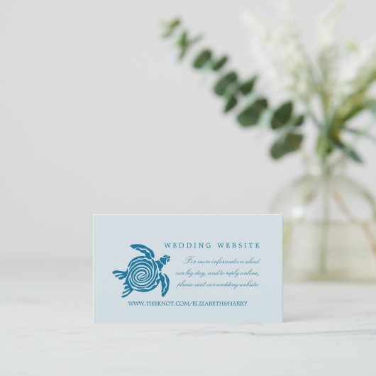 Carte D'accompagnement Ocean Sea Turtle, Sea Blue Beach Wedding Website (Debout devant)