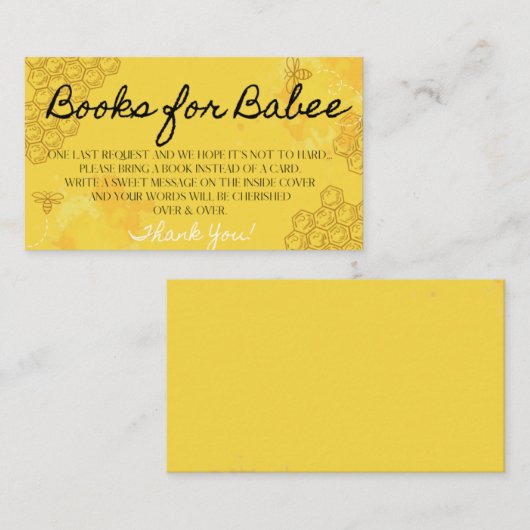 Carte D'accompagnement Oh Babee Books for Baby Enclôture Card (Devant / Derrière)