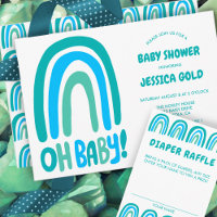 OH BABY SHOWER doux bleu arc-en-ciel PERSONNALISÉ