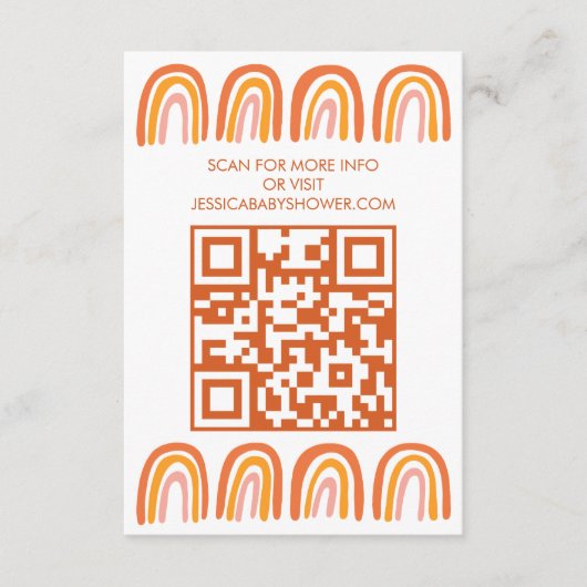 Carte D'accompagnement OH BABY SHOWER Rainbow CUSTOM QR CODE (Devant)