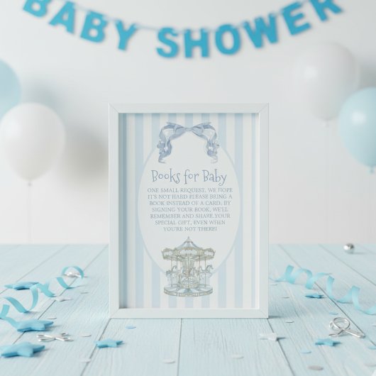 Carte D'accompagnement Oh Boy Blue Bow Carousel Livres pour Bébé