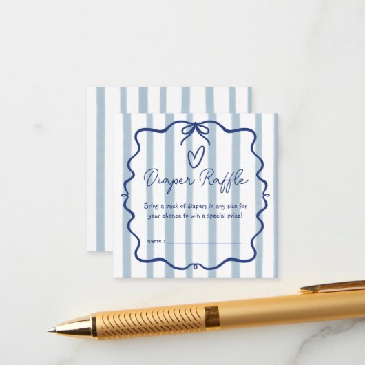 Carte D'accompagnement Oh Boy mignon Baby shower Whimsical Blue Stripes (Devant/Arrière en situation)