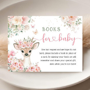 Carte D'accompagnement Oh Deer Baby Shower Fille Livres pour Bébé Rose