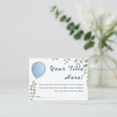 Carte D'accompagnement Oh garçon Bleu Balloon Baby shower Eucalyptus (Debout devant)