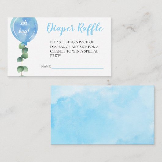 Carte D'accompagnement Oh mon garçon ballon vert baby shower eucalyptus (Devant / Derrière)