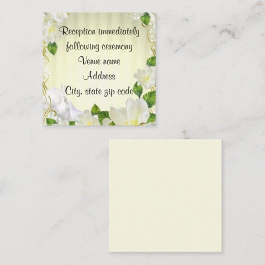 Carte D'accompagnement Oiseaux blancs mariage jaune (Devant / Derrière)