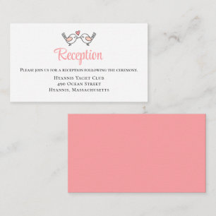 Carte D'accompagnement Oiseaux de l'amour Rose Blanc Inséparables Récepti