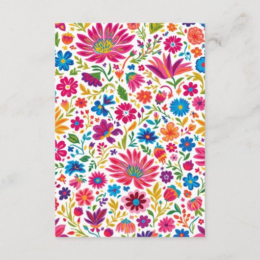 Carte D'accompagnement Oiseaux mexicains Otomi Vibrant Floral Fiesta Mari (Dos)