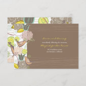 Carte D'accompagnement Oiseaux roses doux Jardin Floral Réception de mari (Devant / Derrière)