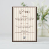 Carte D'accompagnement Old Money Beige Ivory Brown Wedding Details  (Debout devant)