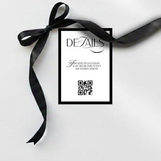 Carte D'accompagnement Old Money Black and White Wedding Details