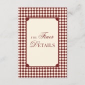 Carte D'accompagnement Old Money Deep Red Ivory Checkered Wedding Details (Devant)