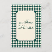 Carte D'accompagnement Old Money Emerald Ivory Checkered Wedding Details (Devant)