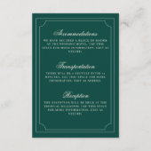 Carte D'accompagnement Old Money Emerald Ivory Checkered Wedding Details (Dos)