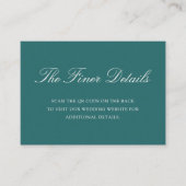 Carte D'accompagnement Old Money Teal Classic QR Code Wedding (Devant)