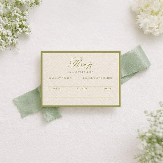 Carte D'accompagnement Olive Estate Calligraphy Wedding RSVP Card