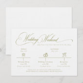 Carte D'accompagnement Olive Gree Monogram Wedding Details Enclosure Card (Devant / Derrière)