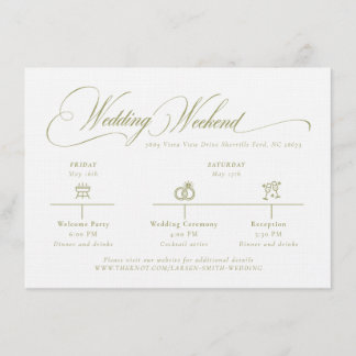 Carte D'accompagnement Olive Gree Monogram Wedding Details Enclosure Card