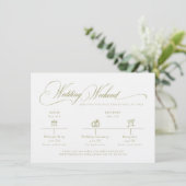 Carte D'accompagnement Olive Gree Monogram Wedding Details Enclosure Card (Debout devant)
