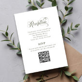 Carte D'accompagnement Olive Green Calligraphy Wedding QR Code RSVP