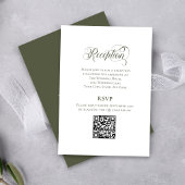 Carte D'accompagnement Olive Green Calligraphy Wedding QR Code RSVP